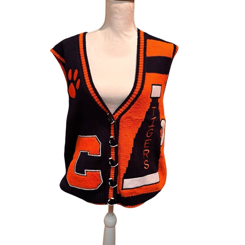 Vintage Bellepointe Clemson Tigers Knit Sweater Vest Large Collegiate Novelty - Picture 3 of 9